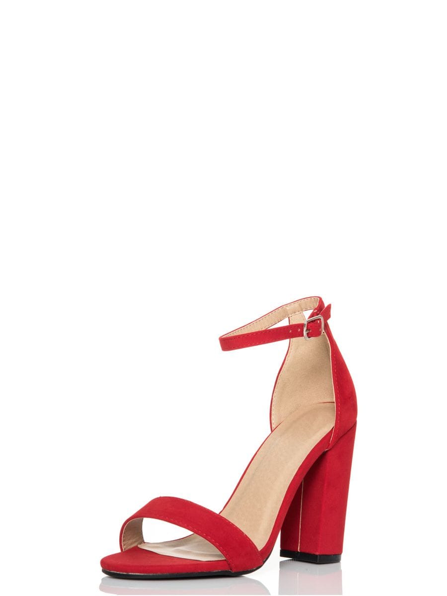 Red Faux Suede Barely There Sandals
