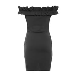 Black Frill Detail Bardot Dress