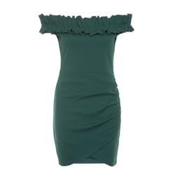 Green Frill Detail Bardot Dress