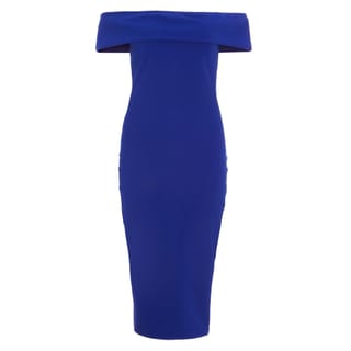 Royal Blue Bardot Bodycon Midi Dress