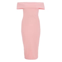 Pink Bardot Bodycon Midi Dress